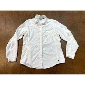 REI Co-op UPF 30 Shirt Womens Medium White Nylon Mesh Lined Button Up Outdoor